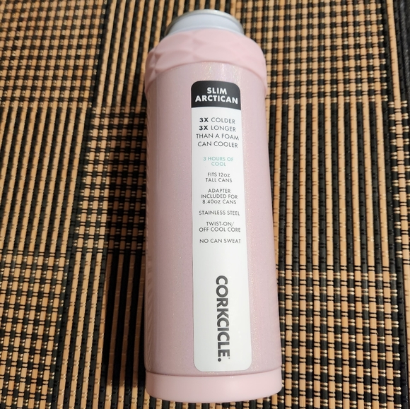 Corkcicle Slim Arctican Cotton Candy Pink Stainless Steel Can with Adapter NWT - Picture 3 of 6